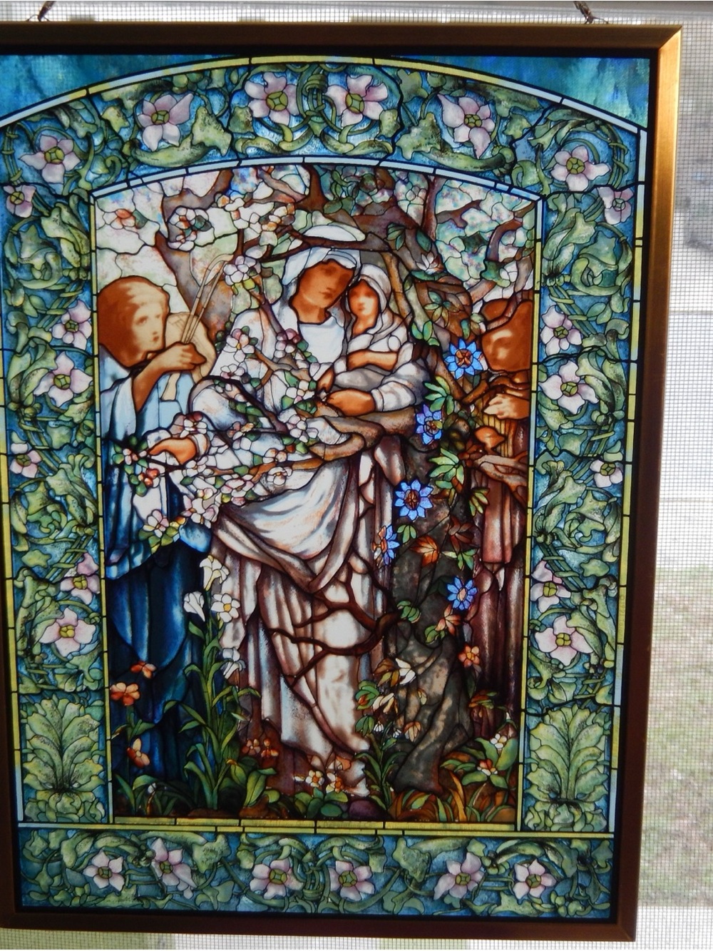 1991 Tiffany Madonna of Flowers 9x12" Toronto Stained Glass